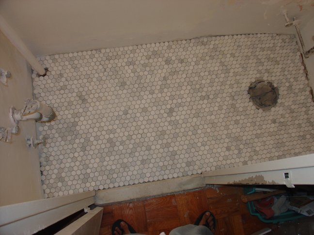 tiles installed, but not grouted